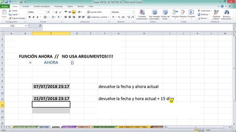 07 Sintaxis de una función en Excel Función Ahora YouTube