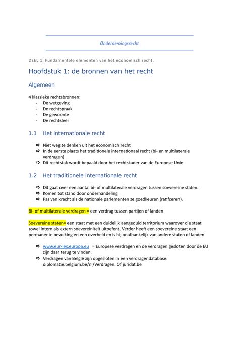 Samenvatting Ondernemingsrecht Ondernemingsrecht Deel 1 Fundamentele