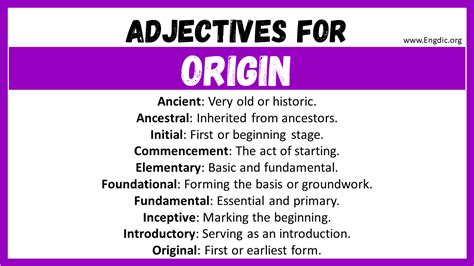 20 Best Words To Describe Origin Adjectives For Origin Engdic