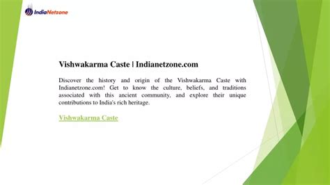 PPT - Vishwakarma Caste Indianetzone.com PowerPoint Presentation, free ...