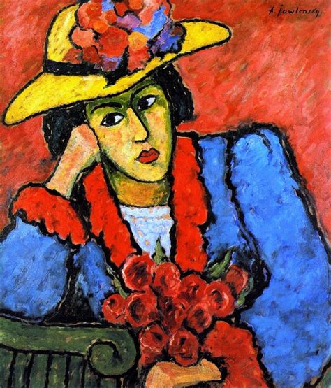 Alexej Von Jawlensky Mujer En Un Sombrero Amarillo 1910 7386 Cm