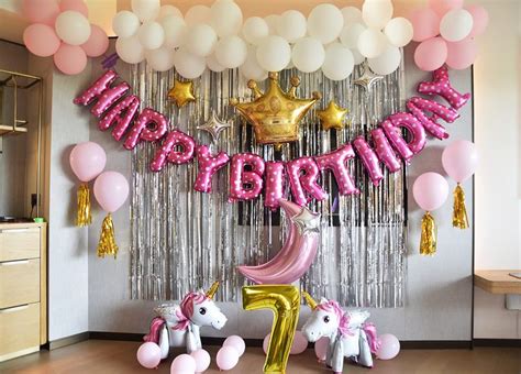 SIMON&ISAAC 7th Birthday Decorations For Girls Pink Unicorn Theme ...