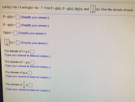 Solved Let F X 6x 5 And G X 4x 7 Find F G X