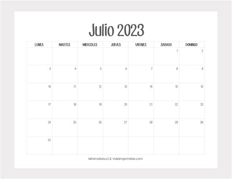 Calendarios 2023 Para Imprimir Descarga Gratis Minimalista