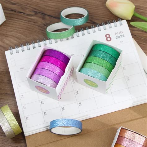 Ready To Ship Bling Bling Colorful Uv Glitter Adhesive Washi Tape Box