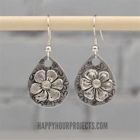 Stamped And Riveted Floral Earrings Beginner S Video Tutorial Happy Hour Projects Metal