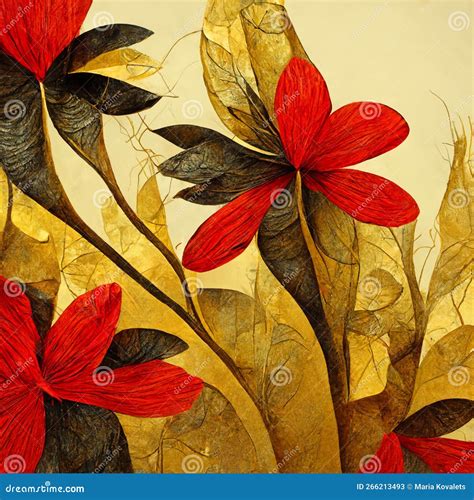 Golden Yellow And Red Abstract Flower Illustration Stock Illustration Illustration Of Flowers