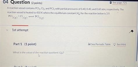 Solved A Reaction Vessel Contains Pcl Cl And Pcl With Chegg