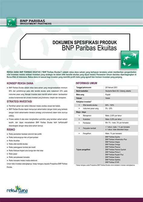 Pdf Dokumen Spesifikasi Produk Bnp Paribas Ekuitas Filedokumen