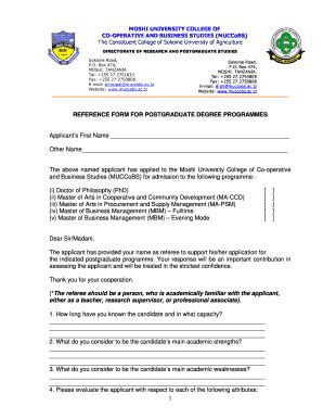 Fillable Online Mocu Ac Reference Form For Postgraduate Degree