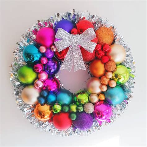 Bauble Wreath Rainbow Bauble Wreath Christmas Wreath Etsy UK