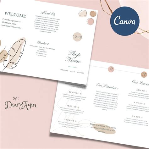 Beige Aesthetic Trifold Brochure Template Digital Brochure Etsy Uk