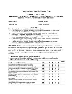 Fillable Online Education Uky Practicum Supervisor Field Rating Form