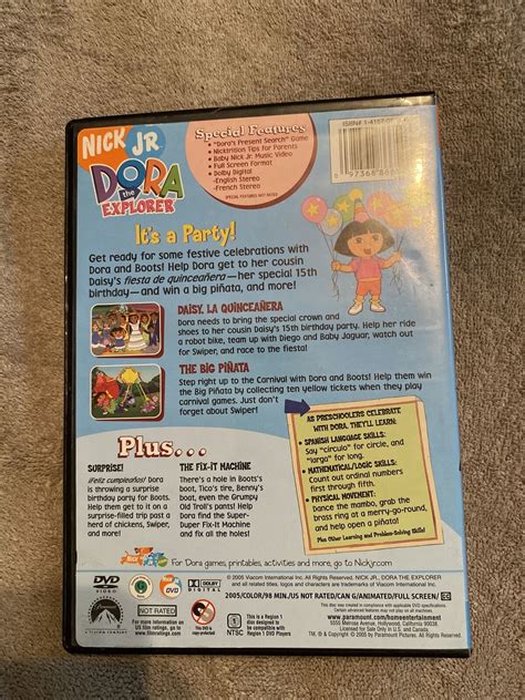 Dora The Explorer Its A Party Dvd 2005 Canadian French Excellent Condition 97368866546 Ebay