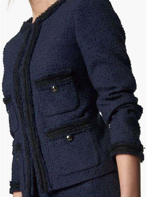 L K Bennett Cotton Charlee Jacket In Navy Blue Lyst