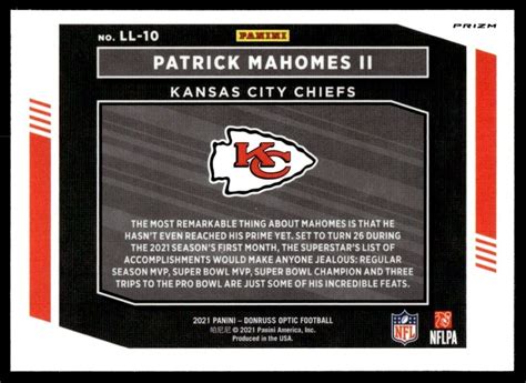 Mavin Patrick Mahomes Ii Donruss Optic Legendary Logos Holo D