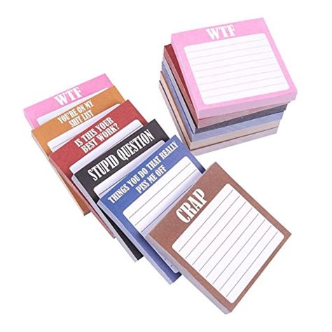 Pack Of 12 Funny Sticky Notes Sarcastic Notepads Humorous Adhesive