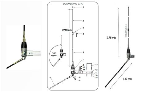 SIRIO BOOMERANG 27A. Balcony antenna CB 27 Mhz. 3.6 meters