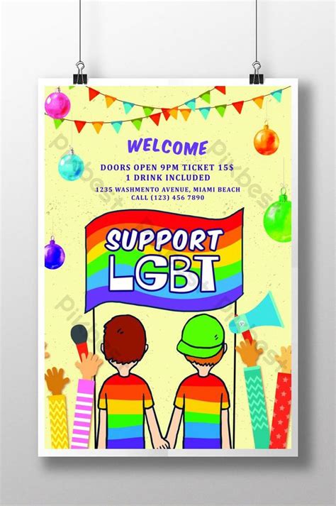 Raise Hands Foe Lgbt Pride Flyer Template Poster Psd Free Download