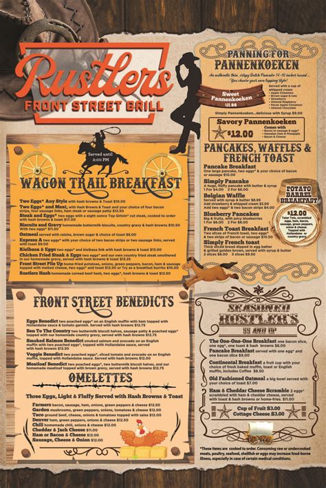 Menu - Rustlers' Front Street Grill