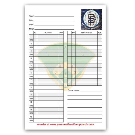 Printable Lineup Cards For Baseball