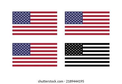 American Flag Set Vector Illustration Stock Vector Royalty Free