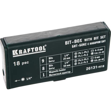 Набор бит с магнитным адаптером в бит-боксе KRAFTOOL Expert 18 ...