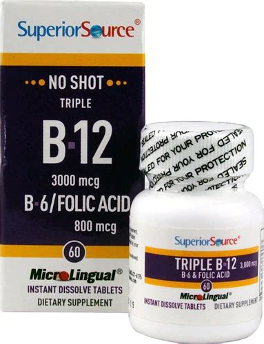 Comprar Superior Source No Shot Triple B12 3000 Mcg B6 Folic Acid 800