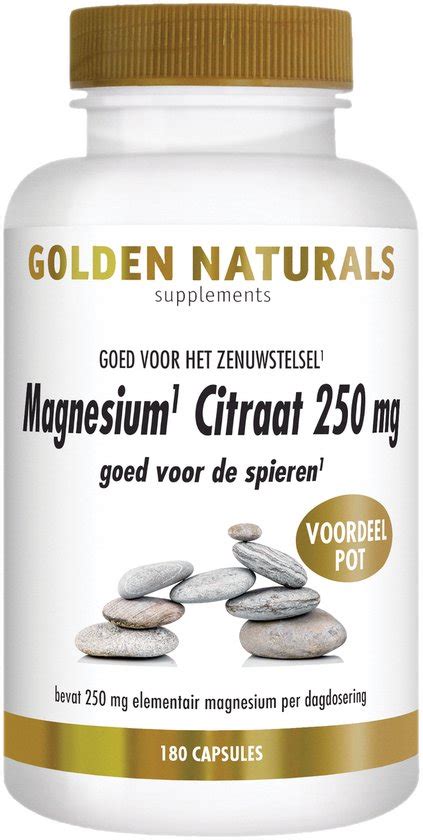 Golden Naturals Magnesium Citraat 250mg 180 Veganistische Capsules Bol