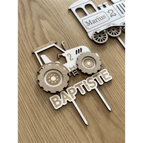 Cake Topper Anniversaire En Bois Tracteur Print Your Love