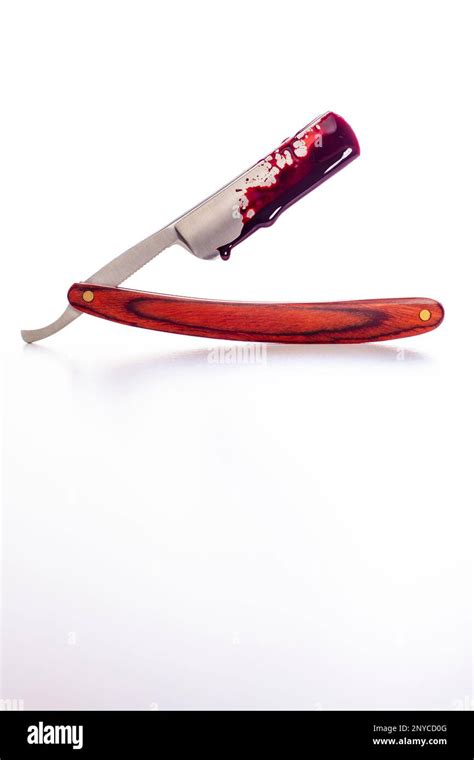 Traditional Bloody Razor On White Background Stock Photo Alamy