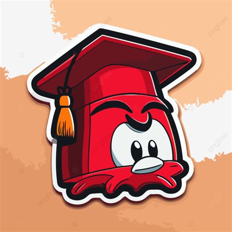 Funny Critter Sticker With A Graduation Cap On It Clipart Vector, Sticker Design With Cartoon ...