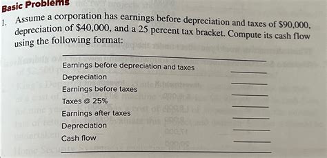 Solved Basic ProblemsAssume A Corporation Has Earnings Chegg