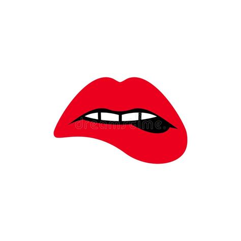 Womans Sensuous Lips Beauty Open Mouth Biting Lip Stock Vector Illustration Of Selfie