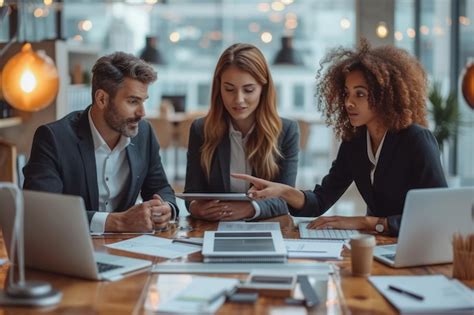 Premium Photo Business Professionals Having A Meeting In An Office