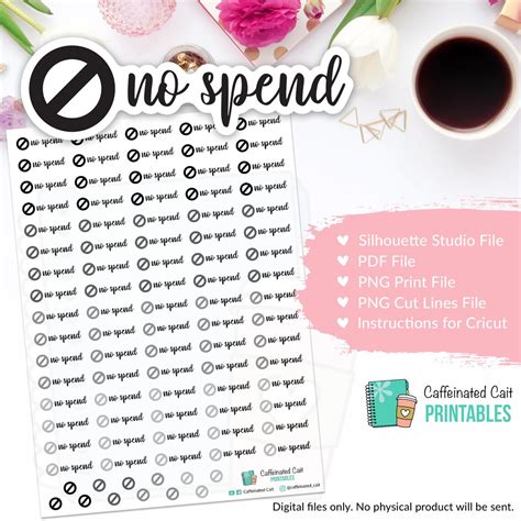 No Spend Stickers Neutral Printable Etsy