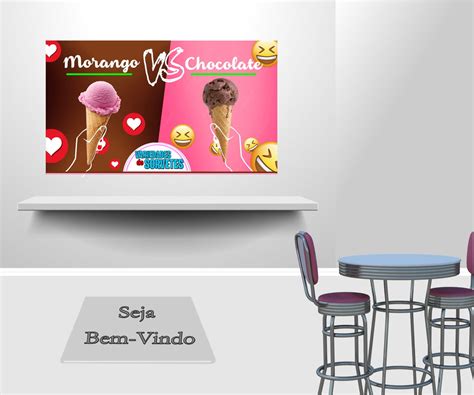 Painel Adesivo Sorvete Chocolate Morango Diversos Sorveteria