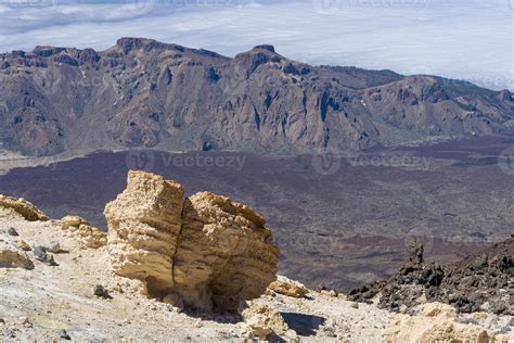 Vista Desde El Volc N Teide Las Canadas Caldera Con Lava Solidificada