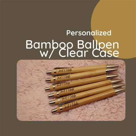 Personalized Bamboo Ballpen W Clear Acrylic Case Laser Engraving