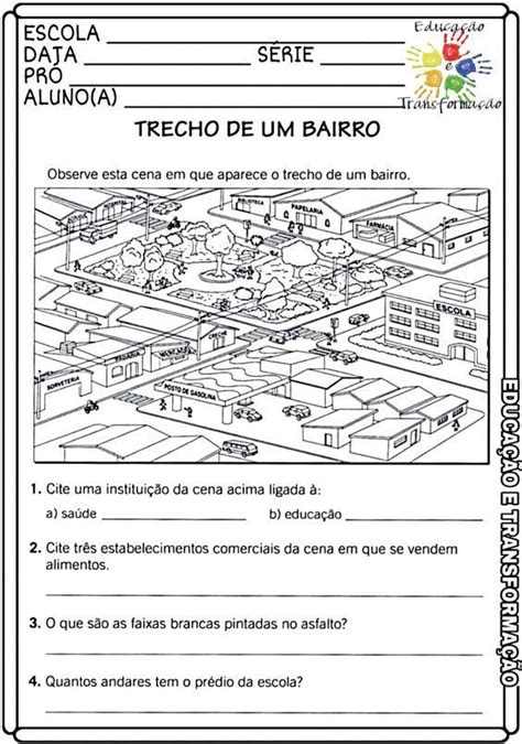 Bairro Atividades De Geografia Sobre Bairros Atividades Para