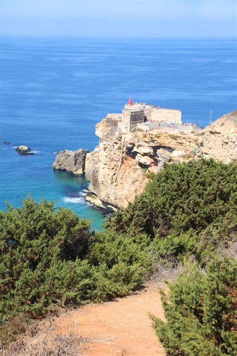 Fort Of Sao Miguel Arcanjo Lighthouse Nazare Portugal Editorial Photo