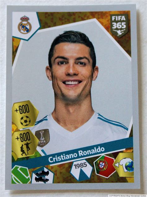 Panini Soccer Sticker Card Cristiano Ronaldo No 212 Fifa 365 2018 Rare