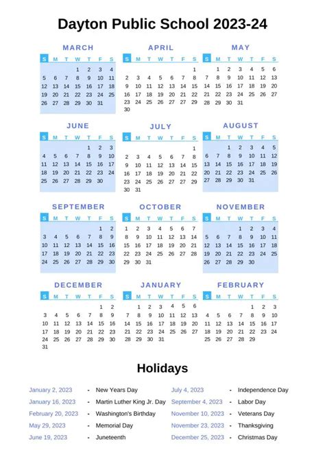 Dayton Public Schools Calendar 2023 24 With Holidays