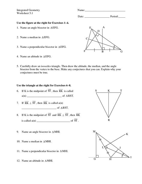 Perpendicular And Angle Bisector Worksheet