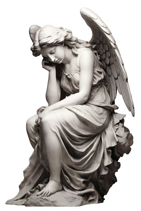 Drawing Of A Graveyard Angel Medieval Angel Statue Stock Illustration