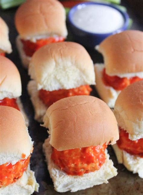 Cheesy Buffalo Chicken Meatball Sliders Domesticate Me