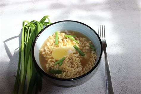 Boiled Instant Noodles With Egg And Onion Fast Food Modern Food