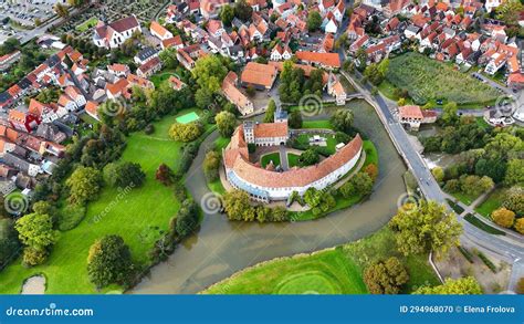 Aerial Drone View Water Castle Wasserschloss Burgsteinfurt Steinfurt