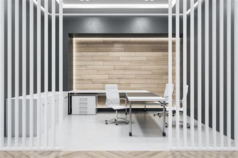 Premium Photo Minimalistic Wooden And Concrete Office Interior With