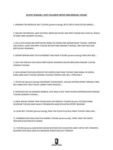 Tudung 30 Ayat Headline Ayat Followup Pdf